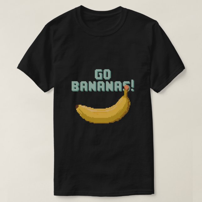 Gå till Bananas! Retro Pixel Art av en Gult Banana T Shirt (Design framsida)