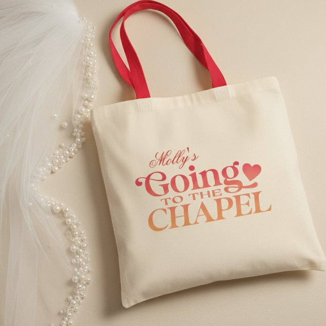 Gå till Chapel - Personligt bröllp Party Tygkasse (Send the bride off in style with this trendy "Going to the Chapel" design!)