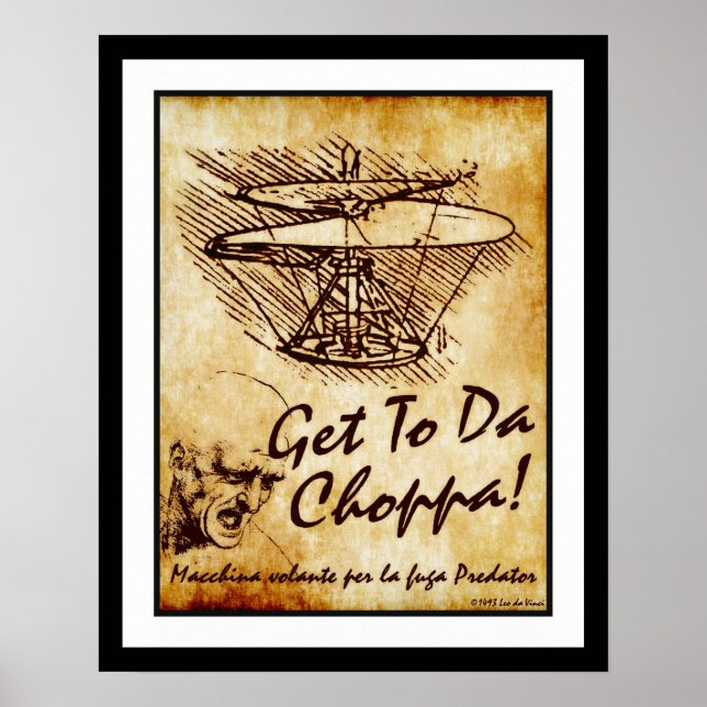 Gå till Da Choppa - Leonardo da Vinci Helicopter Poster (Framsidan)