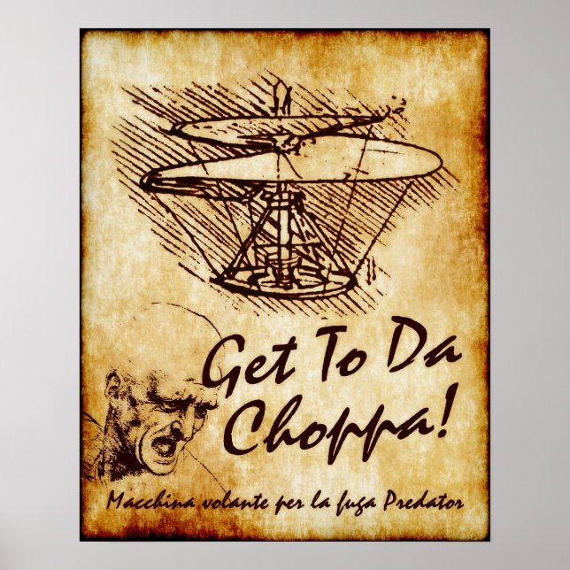Gå till Da Choppa - Leonardo da Vinci Helicopter Poster (Framsidan)