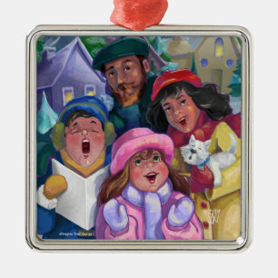 Gå till en Caroling Illustration Julgransprydnad Metall