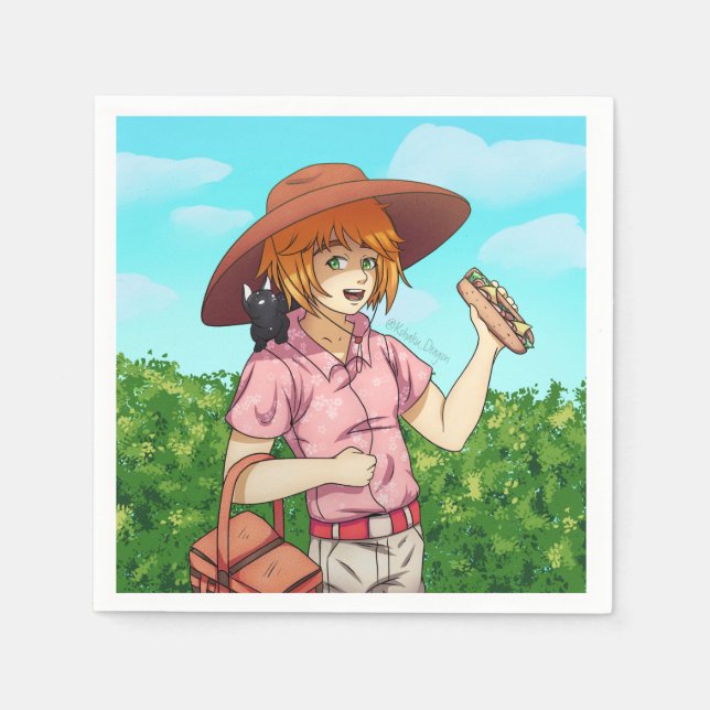 Gå till en Picnic med en katt Pappersservett (Framsidan)