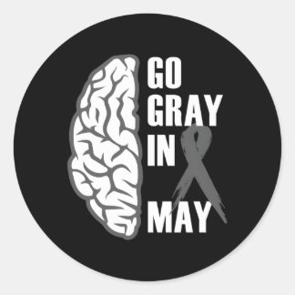 Gå till Grått i maj Brain Cancer Tumor Awareness G Runt Klistermärke