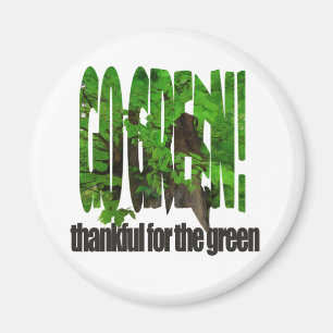Gå till Green Old Träd Thick Grenar Grönt och Sol Magnet