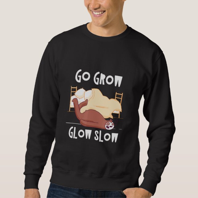 Gå till Grow Glow Slow Sloth Inspirational Sloth 2 Lång Ärmad Tröja (Framsida)