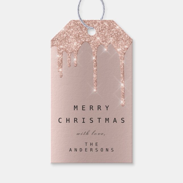 Gå till Helgdag Gift Märkre Glitter Drips Spark Ro Presentetikett (Framsidan)