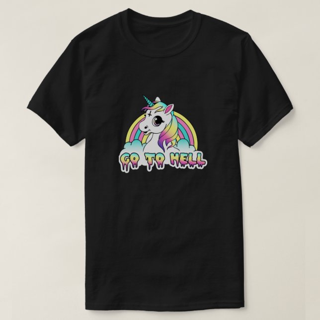 Gå till helvetet Pastel Goth Unicorn Classic T Shirt (Design framsida)