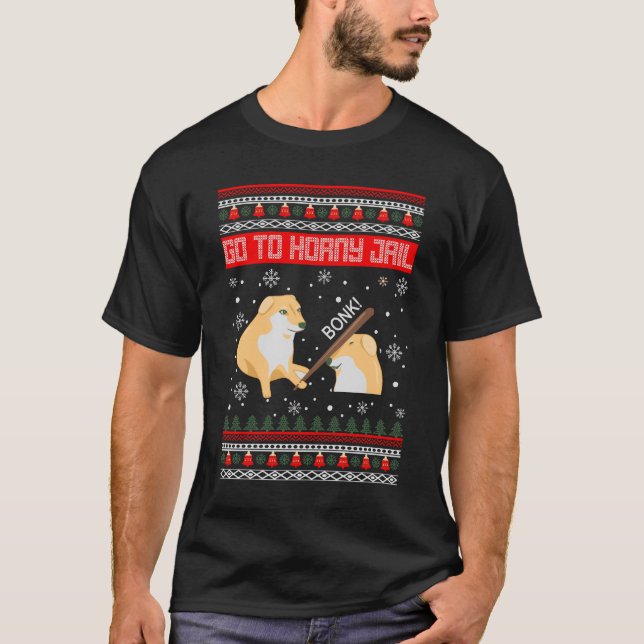 Gå till Horny Jail Ugly Bonk Meme T Shirt (Framsida)