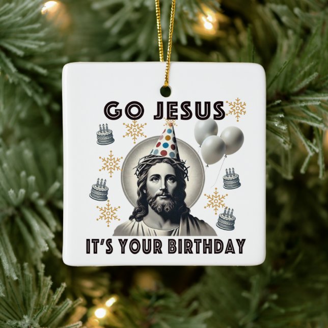 Gå till Jesus på din födelsedag Julgransprydnad Keramik (Träd)