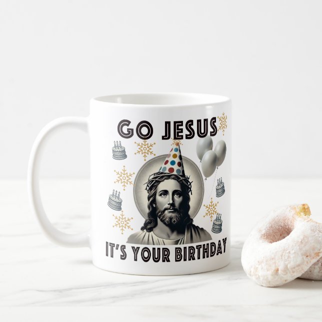 Gå till Jesus på din födelsedag Kaffemugg (Med munk)