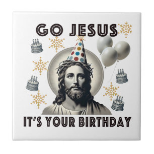 Gå till Jesus på din födelsedag Kakelplatta