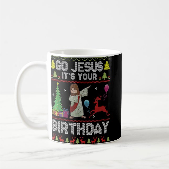 Gå till Jesus på din födelsedag, Ugly Julafton Kaffemugg (Vänster)