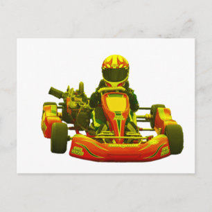 Gå till Kart Racer i Gult Vykort