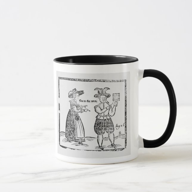 Gå till krigen, illustration från en broschyrshowi mugg (Höger)