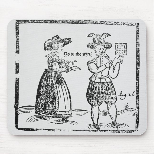 Gå till krigen, illustration från en broschyrshowi musmatta (Framsidan)