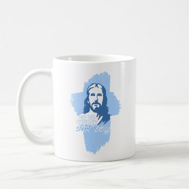 Gå till kyrkan! Herregud! Christian Preacher Kaffemugg (Vänster)