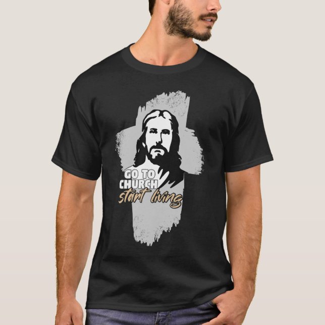 Gå till kyrkan! Herregud! Christian Preacher T Shirt (Framsida)