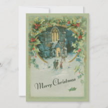 Gå till kyrkan på Vintagen Kväll jul