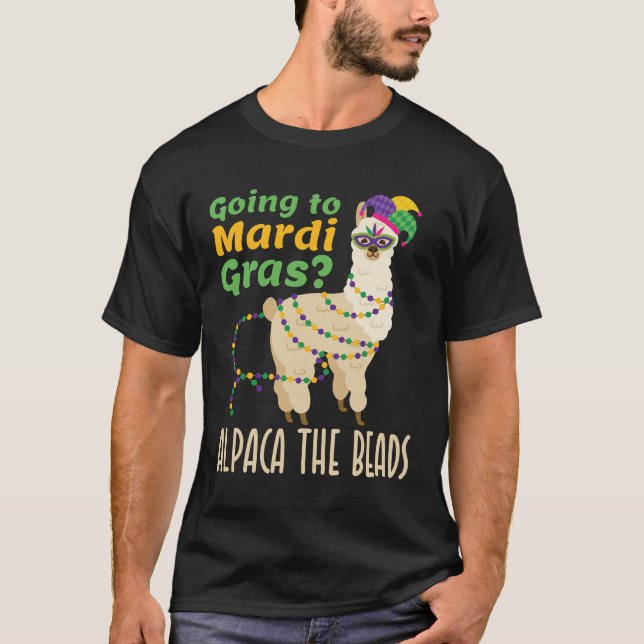 Gå till Mardi Gras Alpaca i Pärlor T Shirt (Framsida)