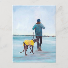 Gå till mitt Greyhound Hund Art-vykort Vykort