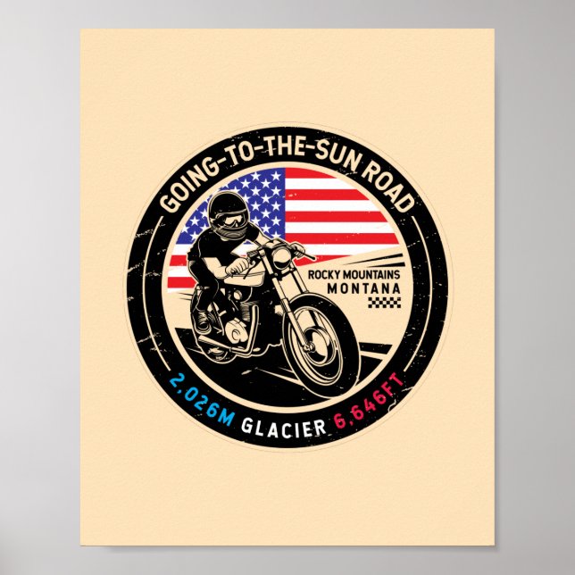 Gå till motorcykeln Sol Road Montana Poster (Framsidan)