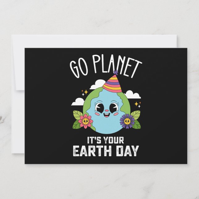 Gå till planeten på din jorddag, den fina födelsed inbjudningar (Framsida)