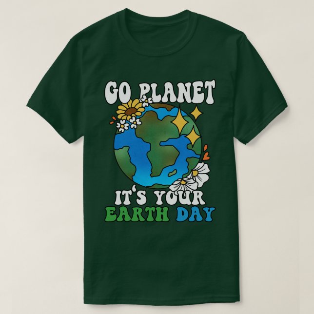 Gå till planeten på din jorddag Groovy T Shirt (Design framsida)