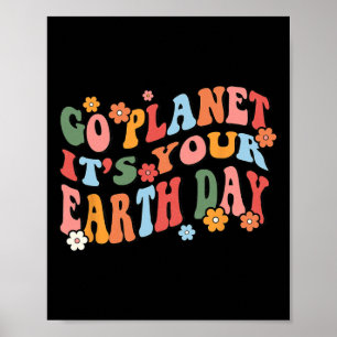 Gå till planeten på din jorddag Retro Groovy Poster