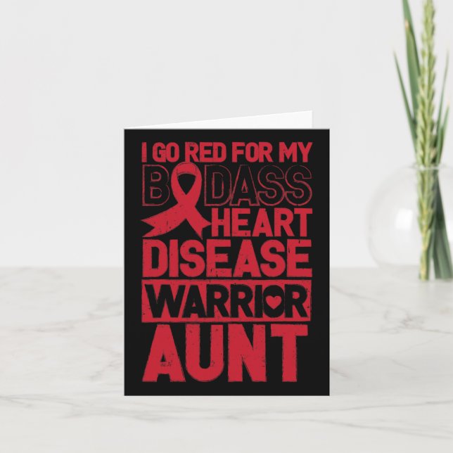 Gå till Red Heart Disease Awareness Bad Warrior Mo Kort (Framsida)