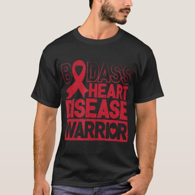 Gå till Red Heart Disease Awareness Badass Warrior T Shirt (Framsida)
