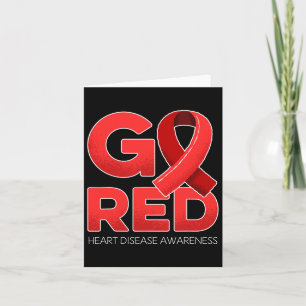 Gå till Red Heart Disease Awareness Red Ribbon Sur Kort