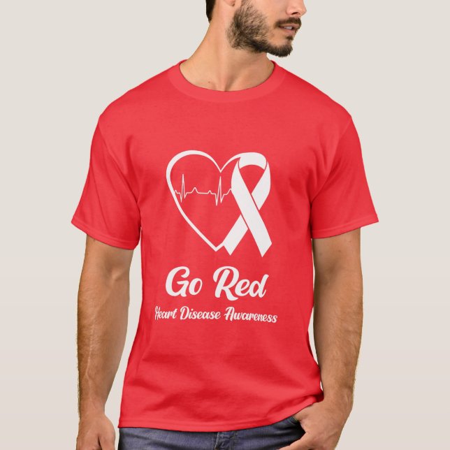 Gå till Red National Heart Disease Awareness T Shirt (Framsida)