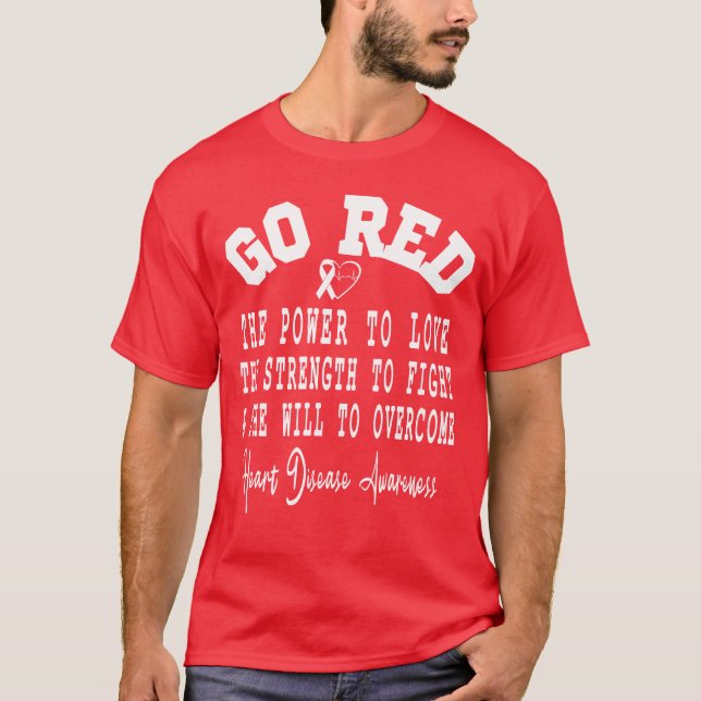 Gå till Red Quote Heart Disease Awareness Mångåva T Shirt (Framsida)