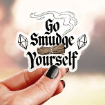 Gå till Smudge Yourself Funny Vinyl Klistermärken<br><div class="desc">Det här märkliga klistermärket innehåller frasen "Smeta själv" med smeta och kristaller. Perfekt till dem som rensar kärlek andlig och har en känsla av humor. Detta hållbara vinyldekaler är underbart för bärbara datorer,  vattenflaskor med mera. Visa kärlek av självvård och bra-vibes med den här unika designen!</div>