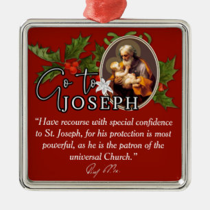 Gå till St. Joseph Catholic Pope Namnteckning Julgransprydnad Metall