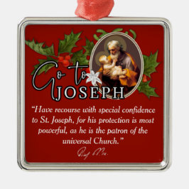 Gå till St. Joseph-katolska påven Namnteckning Julgransprydnad Metall