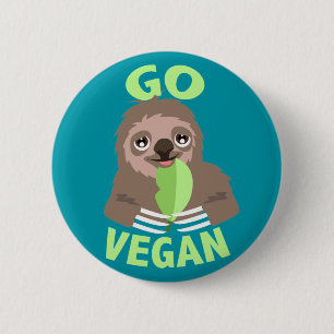 Gå till Vegan Sloth Cute Badge Pin-knapp Knapp