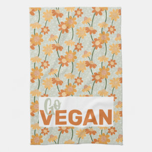 Gå till vegan! Söt återmuterade blommor från 1970- Kökshandduk