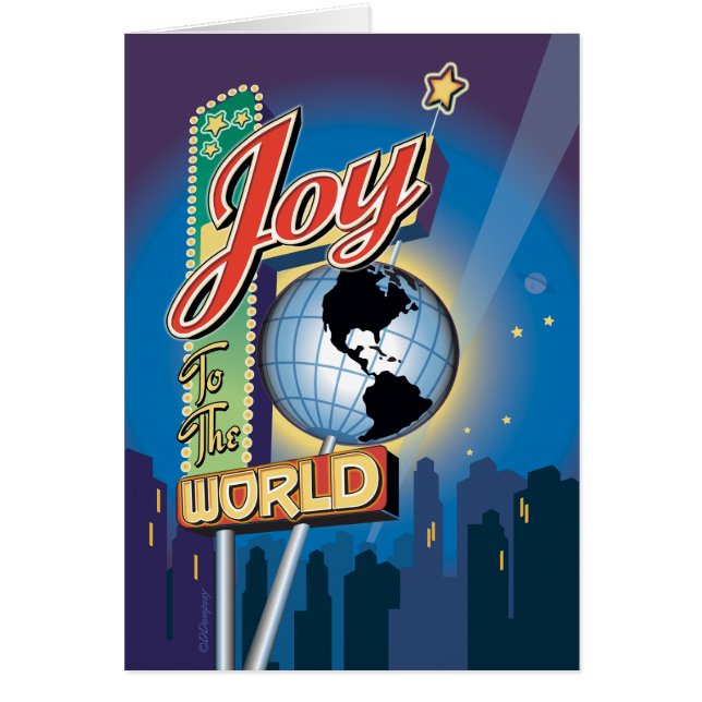 Gå till World Neon Sign Retro-julkortet Hälsningskort (Framsidan)