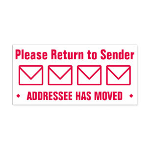 "Gå tillbaka till avsändare" "ADDRESSEE har FLYT Självfärgande Stämpel