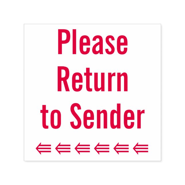 "Gå tillbaka till avsändaren" + Arrow Rubber Frimä Självfärgande Stämpel (Design)