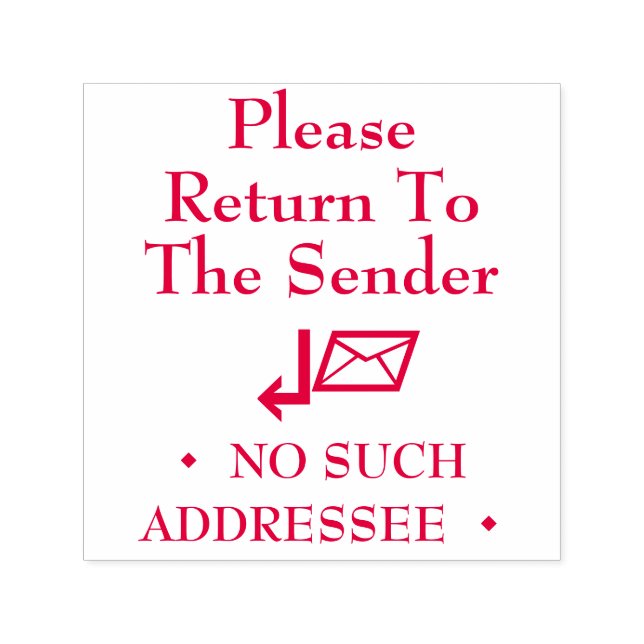 "Gå tillbaka till avsändaren", "INGEN SÅDAN ADRESS Självfärgande Stämpel (Design)
