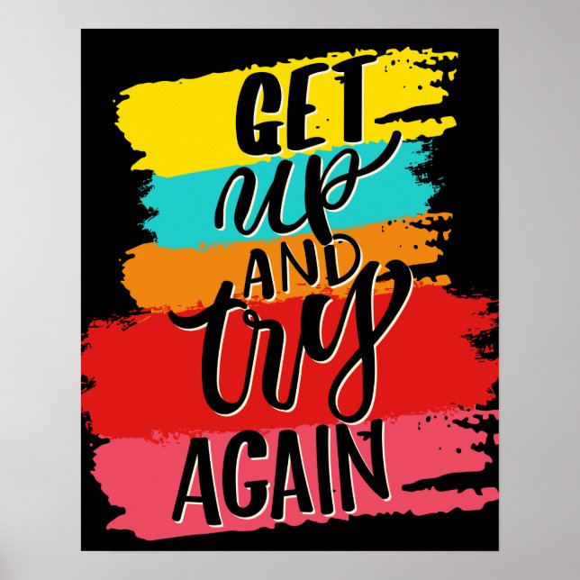 Gå upp och försök igen med motivation poster (Framsidan)