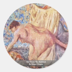 Gå ut från badkaret av Edgar Degas Runt Klistermärke