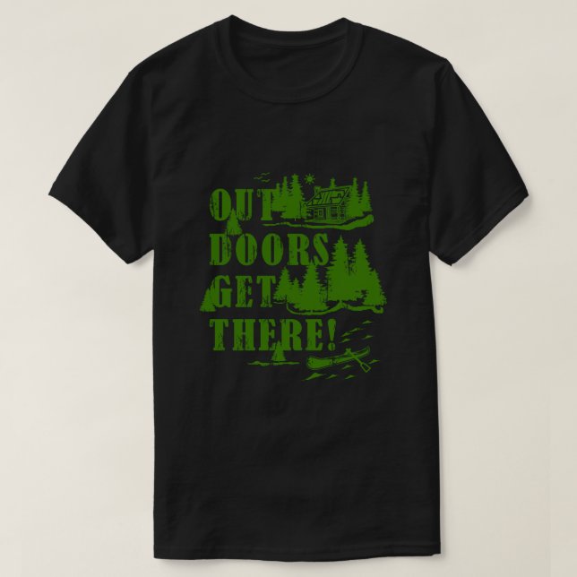 Gå ut! Grönt Collage T Shirt (Design framsida)