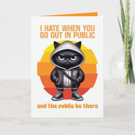 Gå Ut i Allmänheten Rolig Introvert Svart Katt Kort