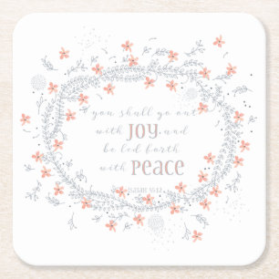 Gå ut med Joy - Isaiah 55:12 Underlägg Papper Kvadrat