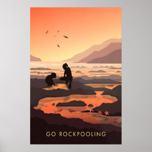Gå Ut och Letar efter Skaldjur på Stranden Resa Af Poster
