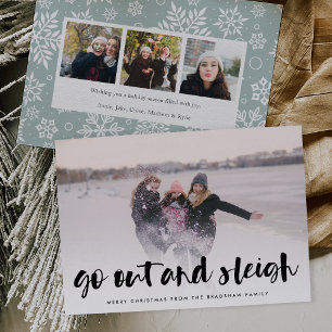 Gå ut och Sleigh Fullt Photo Helgdag Card Julkort
