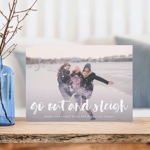 Gå ut och Sleigh Fullt Photo Helgdag Card Julkort